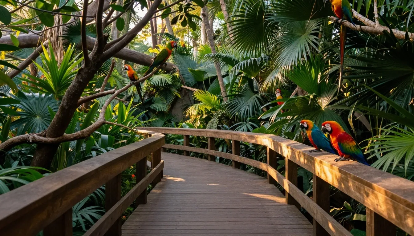 Cuidador de Loro Parque preparando la alimentación de las aves en un aviario
