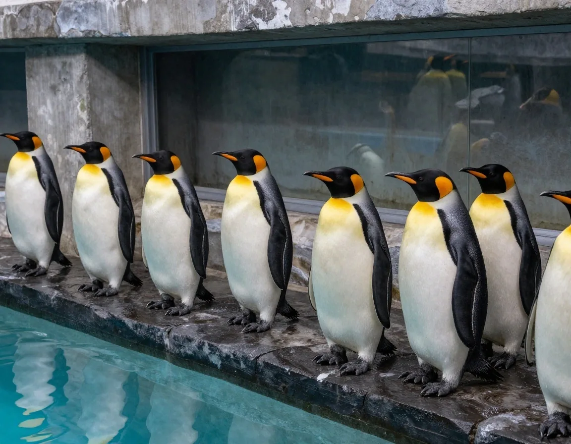 Pingüinos en la cornisa del recinto interior, una alternativa sin horario fijo